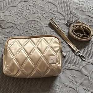 IHKWIP Can't Stop Wearing It Crossbody Wristlet Bag in Metallic Champagne